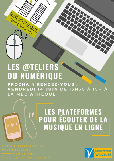 Médiathèque - Atelier numérique : Découvrir différentes plateformes pour écouter de la musique en ligne