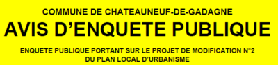 enquête publique portant sur le projet de modification n°2 du Plan Local d'Urbanisme
