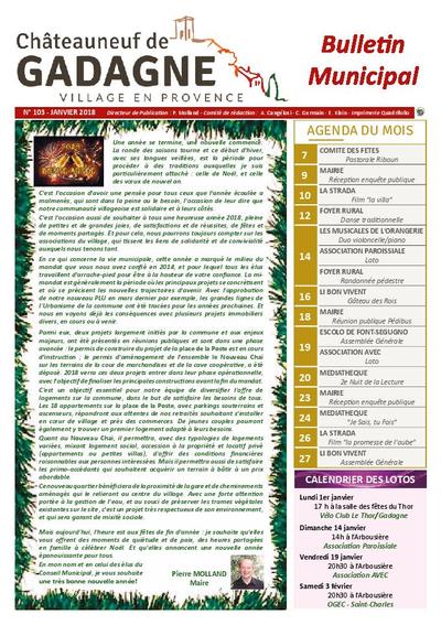 Bulletin municipal Châteauneuf de Gadagne - Janvier 2018