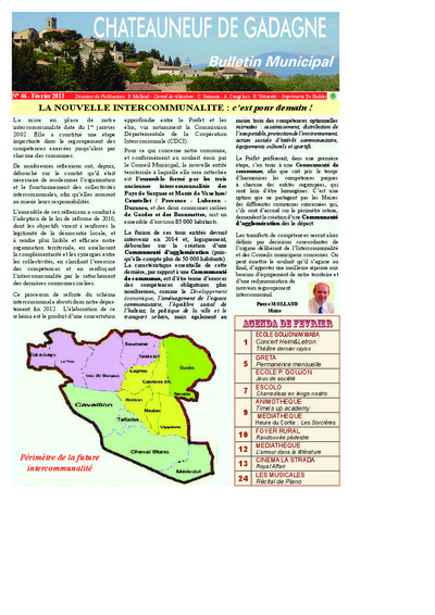 Bulletin municipal Châteauneuf de Gadagne - Février 2013