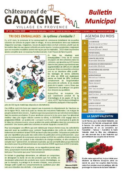 Bulletin municipal Châteauneuf de Gadagne - Février 2019