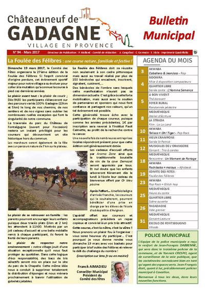 Bulletin municipal Châteauneuf de Gadagne - Mars 2017