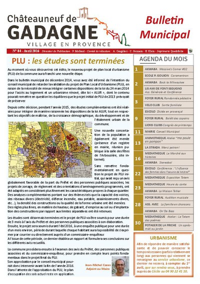 Bulletin municipal Châteauneuf de Gadagne - Avril 2016
