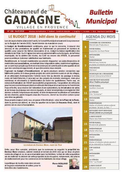 Bulletin municipal Châteauneuf de Gadagne - Avril 2018