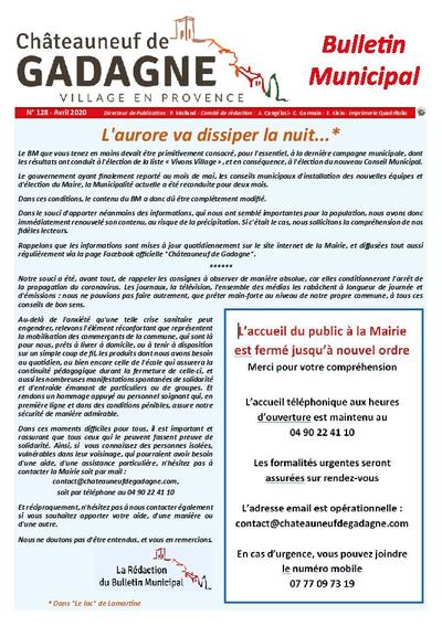 Bulletin municipal Châteauneuf de Gadagne - Avril 2020