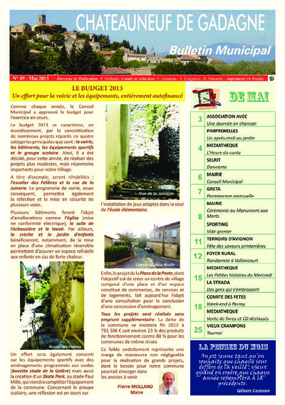 Bulletin municipal Châteauneuf de Gadagne - Mai 2013
