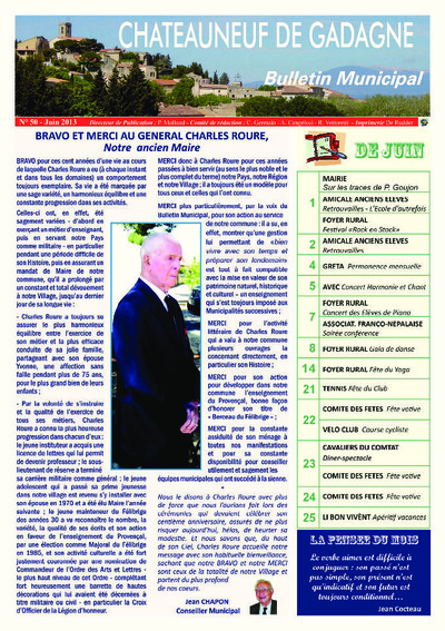 Bulletin municipal Châteauneuf de Gadagne - Juin 2013