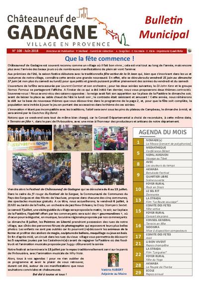 Bulletin municipal Châteauneuf de Gadagne - Juin 2018
