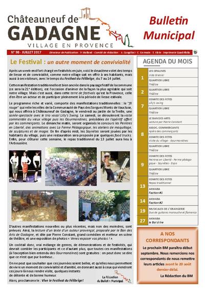 Bulletin municipal Châteauneuf de Gadagne - Juillet 2017