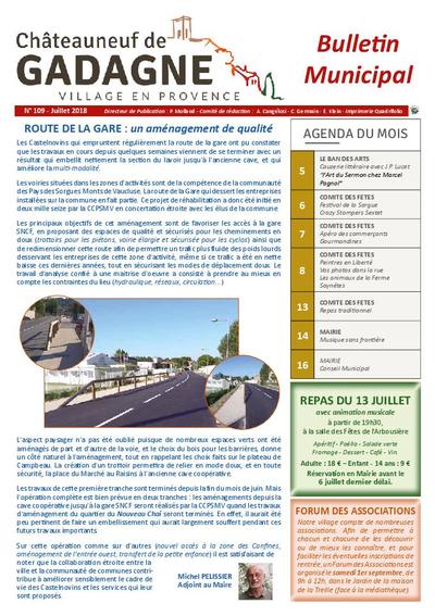 Bulletin municipal Châteauneuf de Gadagne - Juillet 2018