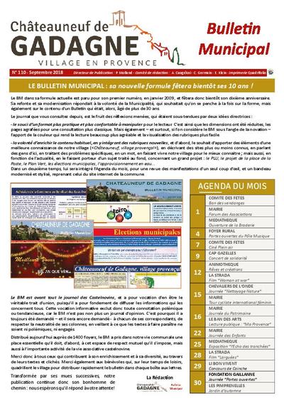Bulletin municipal Châteauneuf de Gadagne - Septembre 2018