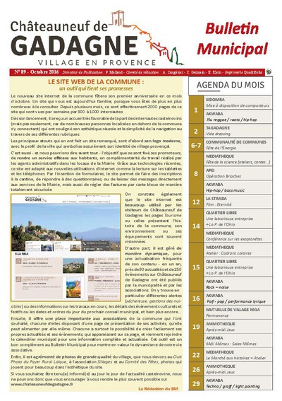 Bulletin municipal Châteauneuf de Gadagne - Octobre 2016