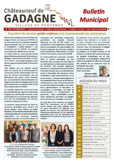 Bulletin municipal Châteauneuf de Gadagne - Octobre 2017