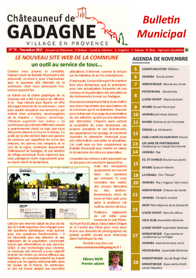 Bulletin municipal Châteauneuf de Gadagne - Novembre 2015