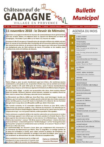 Bulletin municipal Châteauneuf de Gadagne - Novembre 2018