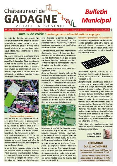 Bulletin municipal Châteauneuf de Gadagne - Novembre 2019