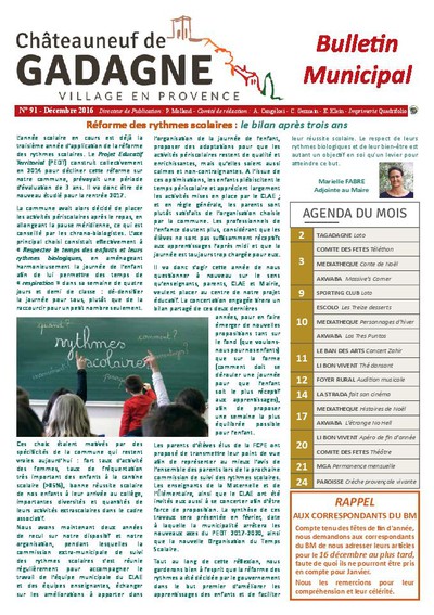 Bulletin municipal Châteauneuf de Gadagne - Décembre 2016