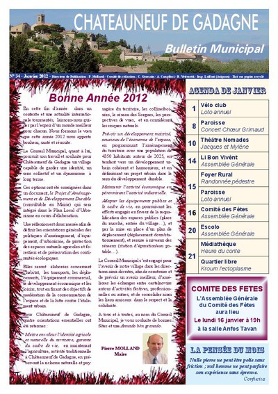 Bulletin municipal Châteauneuf de Gadagne - Janvier 2012
