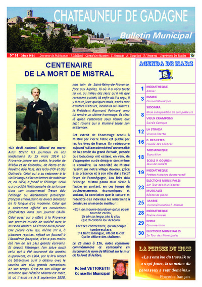 Bulletin municipal Châteauneuf de Gadagne - Mars 2014