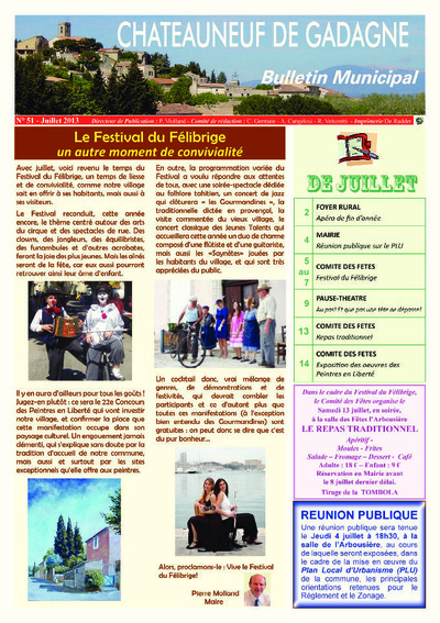 Bulletin municipal Châteauneuf de Gadagne - Juillet 2013