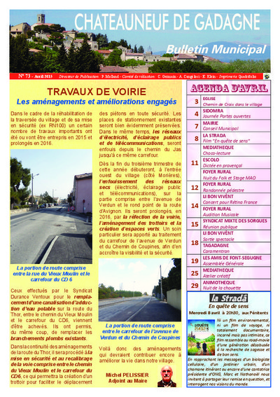 Bulletin municipal Châteauneuf de Gadagne - Avril 2015