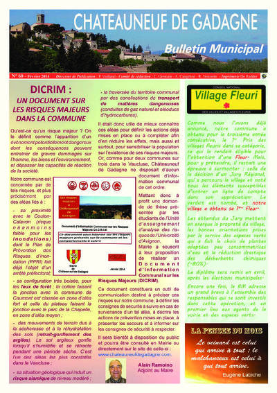 Bulletin municipal Châteauneuf de Gadagne - Février 2014
