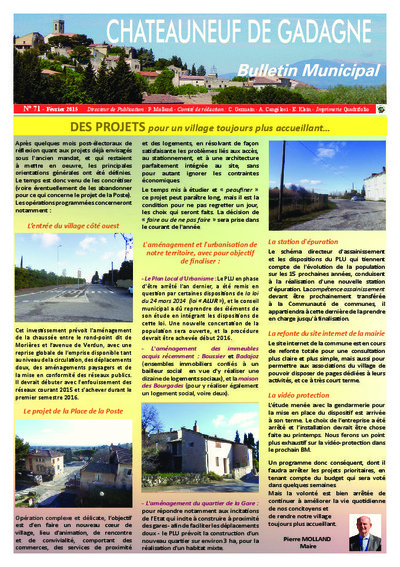 Bulletin municipal Châteauneuf de Gadagne - Février 2015