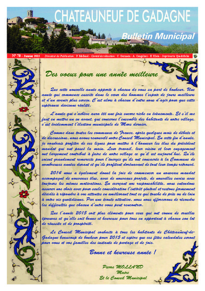 Bulletin municipal Châteauneuf de Gadagne - Janvier 2015