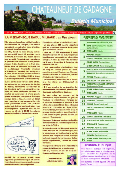 Bulletin municipal Châteauneuf de Gadagne - Juin 2015