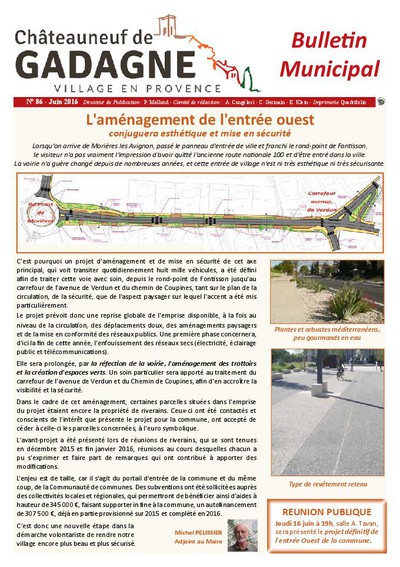Bulletin municipal Châteauneuf de Gadagne - Juin 2016