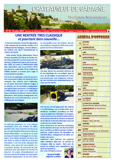 Bulletin municipal Châteauneuf de Gadagne - Octobre 2015