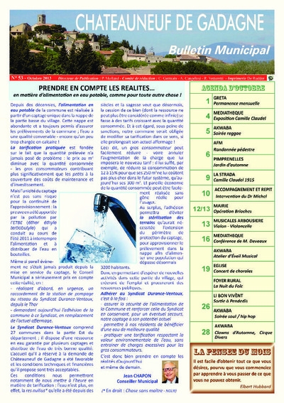 Bulletin municipal Châteauneuf de Gadagne - Octobre 2013