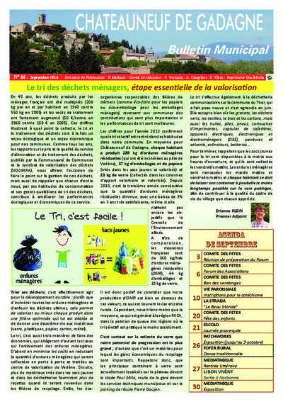 Bulletin municipal Châteauneuf de Gadagne - Septembre 2014