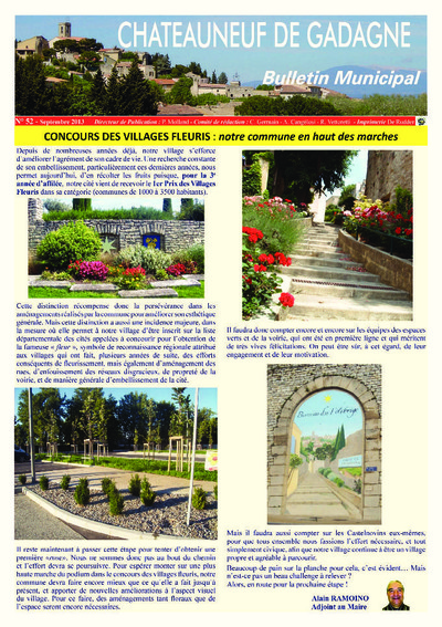 Bulletin municipal Châteauneuf de Gadagne - Septembre 2013