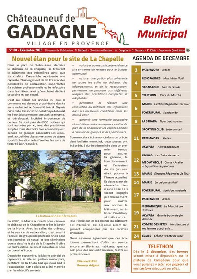 Bulletin municipal Châteauneuf de Gadagne - Décembre 2015