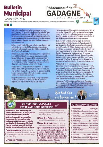 Bulletin municipal Châteauneuf de Gadagne - Janvier 2022