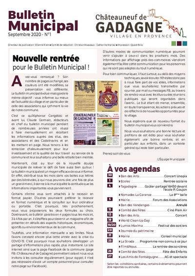Bulletin municipal Châteauneuf de Gadagne - Septembre 2020