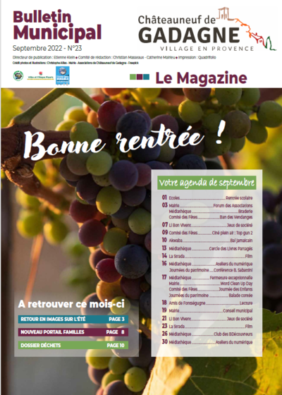 Bulletin municipal Châteauneuf de Gadagne - Septembre 2022