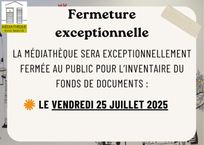 Médiathèque - Fermeture exceptionnelle