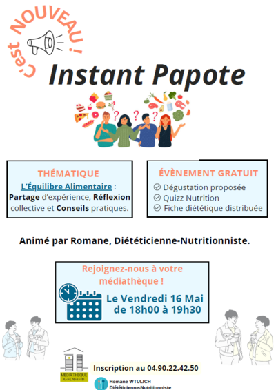 Médiathèque - Atelier de nutrition « Instant Papote »
