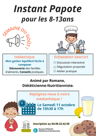Médiathèque - Atelier nutrition « Mon goûter équilibré facile à composer »