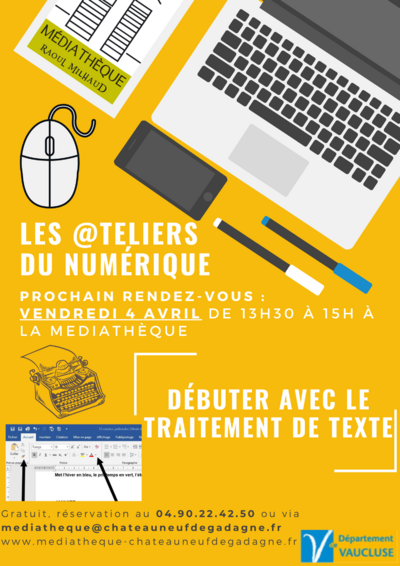 Médiathèque - Atelier numérique traitement de texte