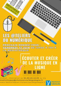 Médiathèque - Atelier Numérique : écouter et créer de la musique en ligne