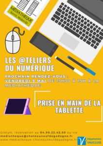Médiathèque - Atelier numérique prise en main de la tablette