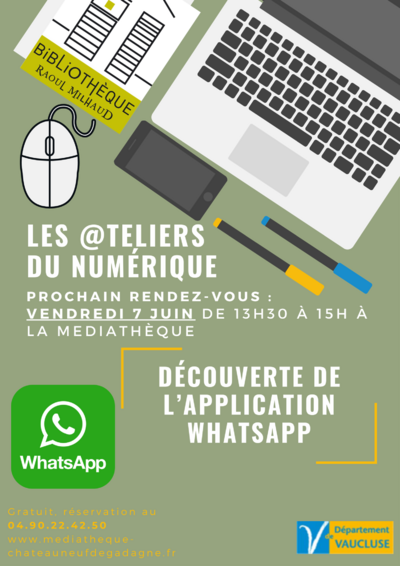 Médiathèque - Atelier numérique : découverte de l’application WhatsApp