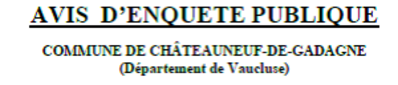 enquête publique portant sur le plan de servitudes aéronautiques de l'aérodrome Avignon Caumont