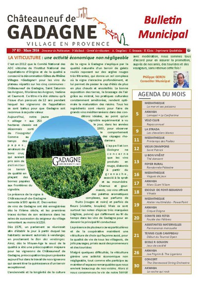 Bulletin municipal Châteauneuf de Gadagne - Mars 2016