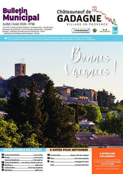 Bulletin municipal Châteauneuf de Gadagne - Juillet-Août 2026
