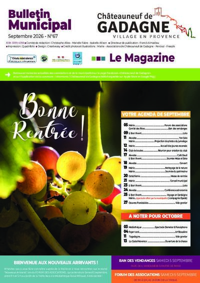 Bulletin municipal Châteauneuf de Gadagne - Septembre 2026