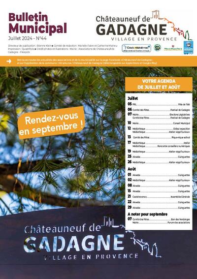 Bulletin municipal Châteauneuf de Gadagne - Juillet-Août 2024